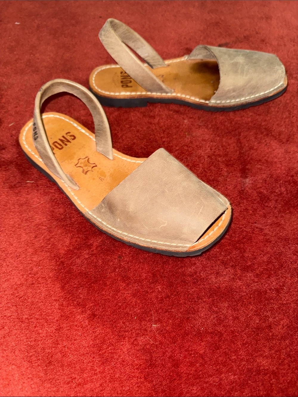 PONS Women’s Leather Slingback Sandal in Taupe - Picture 4 of 7